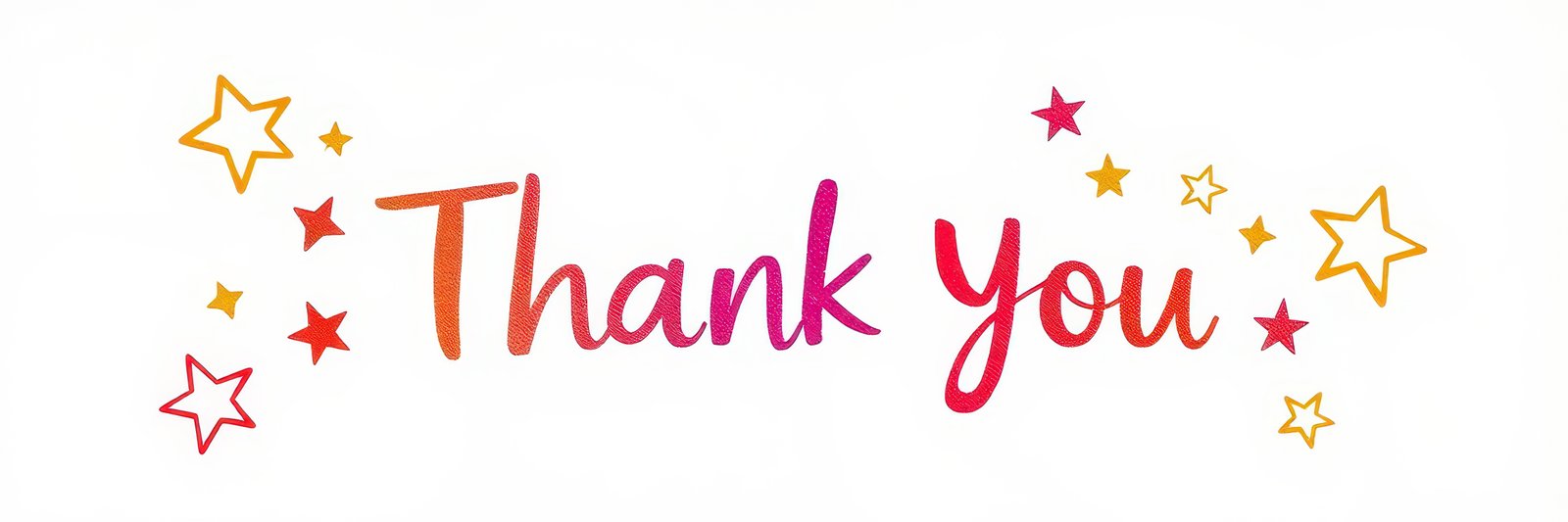 Expressing gratitude with colorful lettering and playful stars in a cheerful design